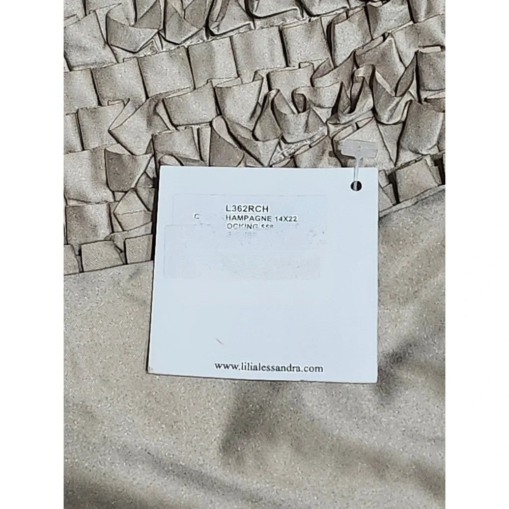 Lili Alessandra Curley Champagne Ruffled Decorative Pillow‎ Shams Set 2